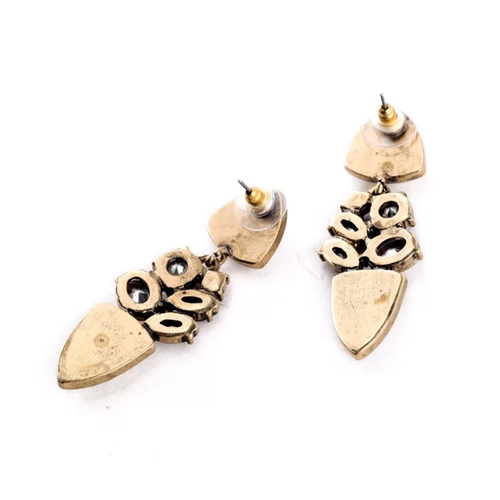 Vintage Gold Drop Earrings Crystal PendantEarrings - Picture 4 of 6